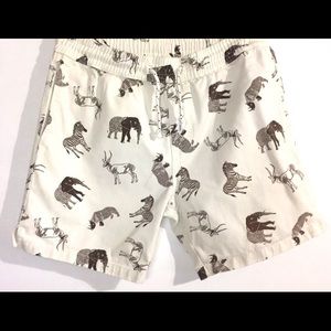 Mens Animal Print Shorts Off White Size Large